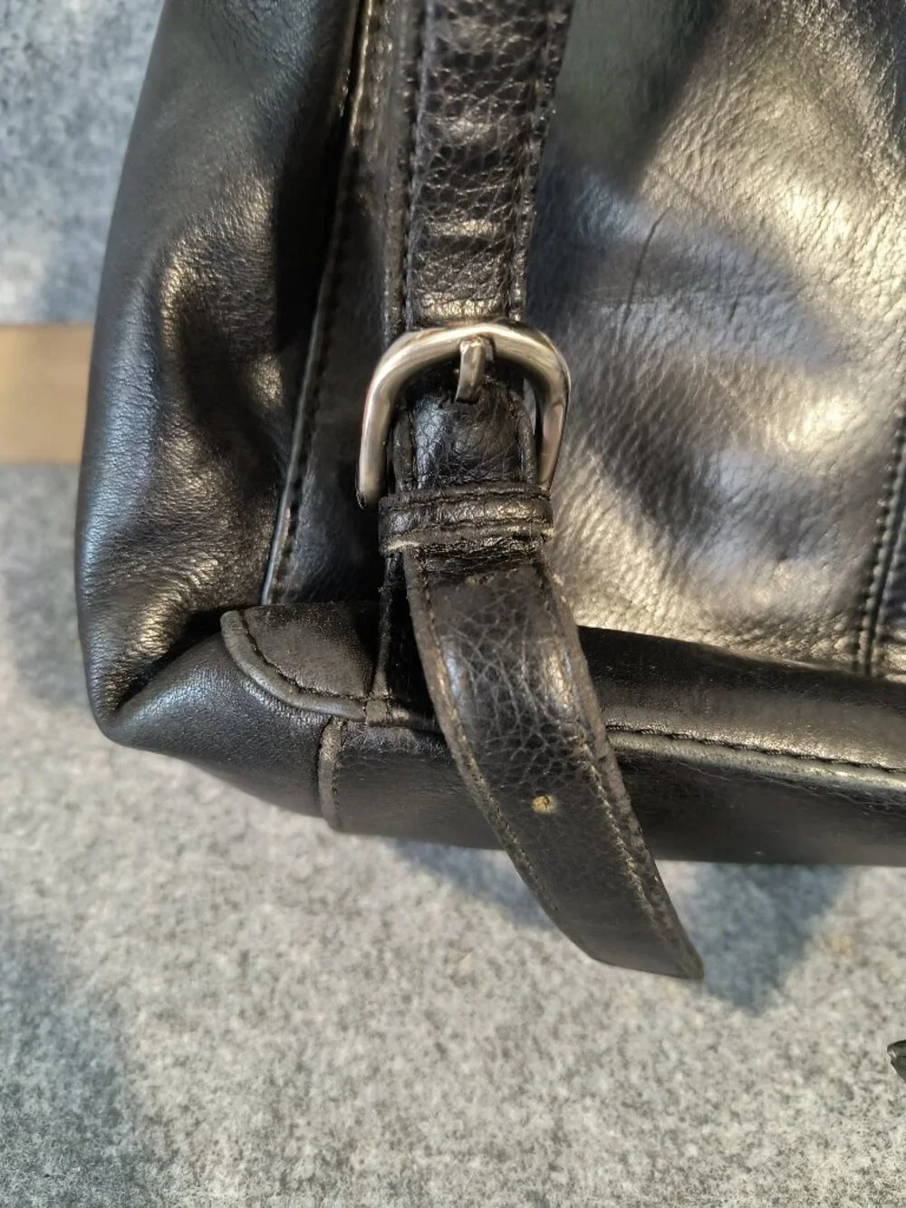 Sonoma Genuine Leather Backpack Purse Black Multi Pocket Adjustable Straps